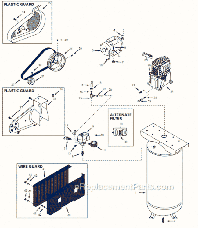 Page A Diagram and Parts List for VT619504 2002 Campbell Hausfeld Compressor